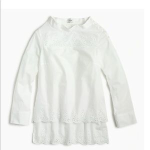 J. Crew Popover Blouse with Eyelet Detail